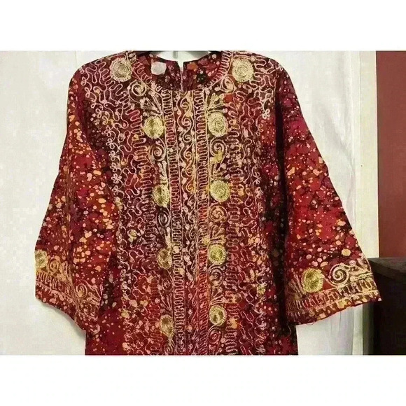 Red Blk Gold Women Kurti Kurta Ethnic Small Embroidered Tunic Dress Indian 0066 - Picture 2 of 8